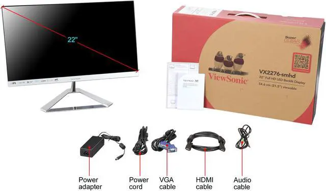 Alt view image 13 of 12 - ViewSonic VX2276-SMHD 22 Inch 1080p Frameless Widescreen IPS Monitor with HDMI and DisplayPort