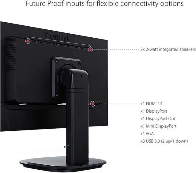 Alt view image 4 of 11 - ViewSonic VG2449 24 Inch 1080p Ergonomic LED Monitor with HDMI DisplayPort and DaisyChain for Home and Office