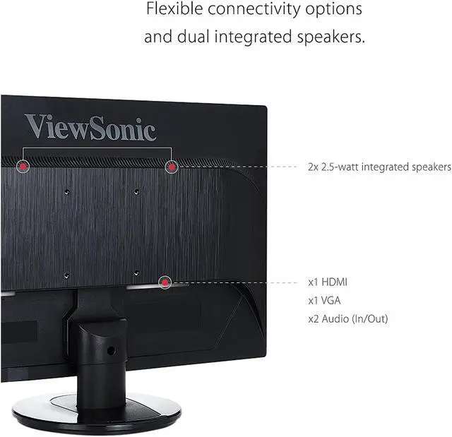 Alt view image 5 of 13 - ViewSonic VA2446MH-LED 24 Inch Full HD 1080p LED Monitor with HDMI and VGA Inputs for Home and Office