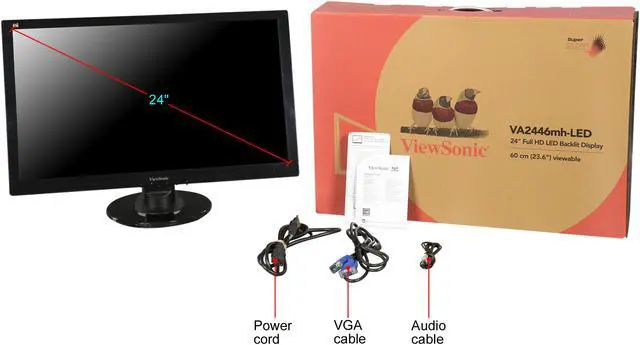 Alt view image 14 of 13 - ViewSonic VA2446MH-LED 24 Inch Full HD 1080p LED Monitor with HDMI and VGA Inputs for Home and Office