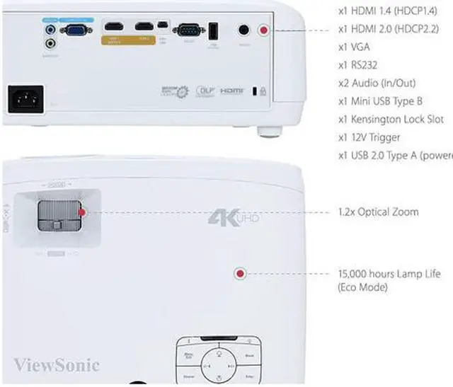 Alt view image 4 of 7 - ViewSonic PX727-4K 4K RGBRGB Rec. 709 DLP Home Theater Projector with HDR, HDMI