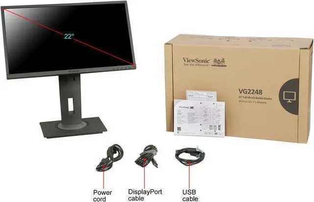 Alt view image 21 of 20 - ViewSonic VG2248 22 Inch IPS 1080p Ergonomic Monitor with HDMI DisplayPort USB and 40 Degree Tilt for Home and Office