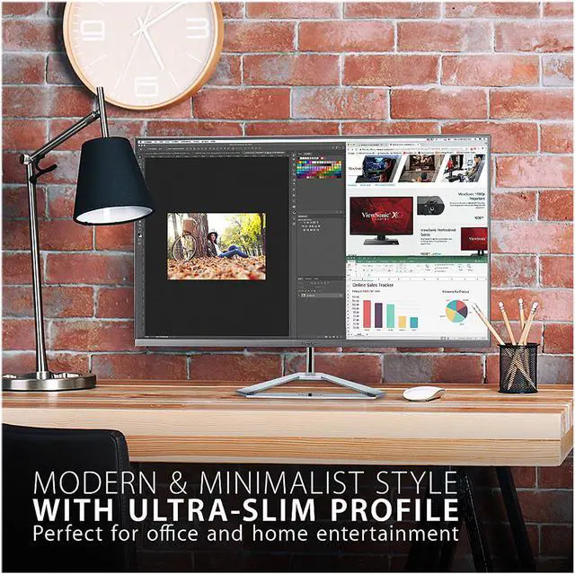 Alt view image 2 of 16 - ViewSonic VX3276-MHD 32 Inch 1080p Frameless Widescreen IPS Monitor with Screen Split Capability HDMI and DisplayPort