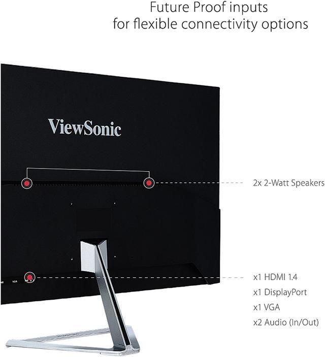 Alt view image 4 of 16 - ViewSonic VX3276-MHD 32 Inch 1080p Frameless Widescreen IPS Monitor with Screen Split Capability HDMI and DisplayPort