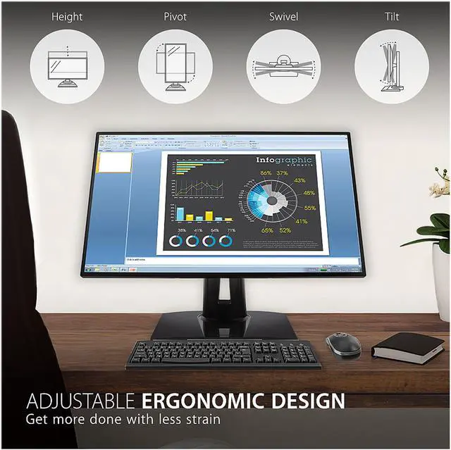 Alt view image 3 of 14 - ViewSonic VP2458 24 Inch Frameless 60hz IPS 1080p Monitor with 100% sRGB, Color Accuracy, Advanced Ergonomics, HDMI, USB, DisplayPort, VESA, Flicker Free, Blue Light Filter for Home and Office