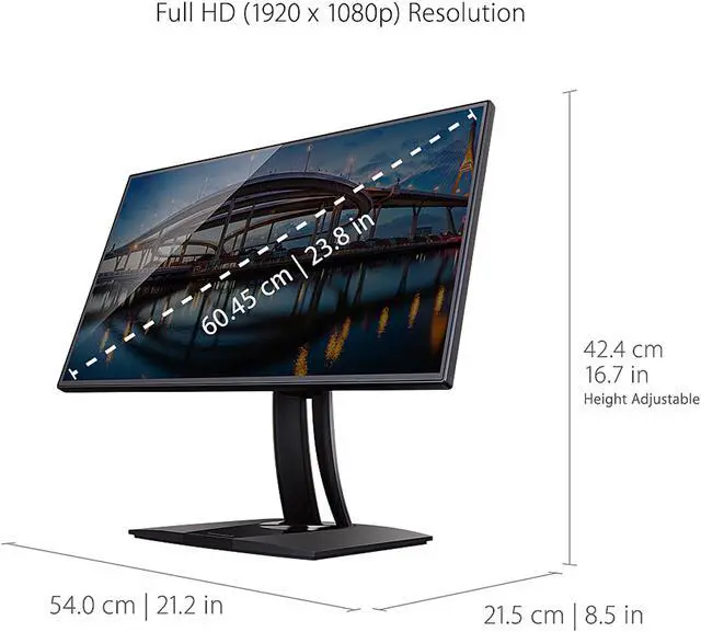 Alt view image 5 of 14 - ViewSonic VP2458 24 Inch Frameless 60hz IPS 1080p Monitor with 100% sRGB, Color Accuracy, Advanced Ergonomics, HDMI, USB, DisplayPort, VESA, Flicker Free, Blue Light Filter for Home and Office