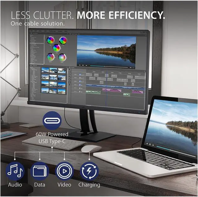 Alt view image 3 of 17 - ViewSonic VP2785-2K 27 Inch Premium IPS QHD 1440p Monitor with Advanced Ergonomics, ColorPro 99%A AdobeRGB Rec 709, 14-bit 3D LUT, Eye Care, 65W USB C, HDMI, DP for Home and Office