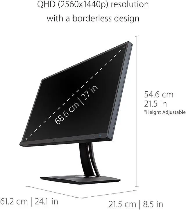 Alt view image 6 of 17 - ViewSonic VP2785-2K 27 Inch Premium IPS QHD 1440p Monitor with Advanced Ergonomics, ColorPro 99%A AdobeRGB Rec 709, 14-bit 3D LUT, Eye Care, 65W USB C, HDMI, DP for Home and Office