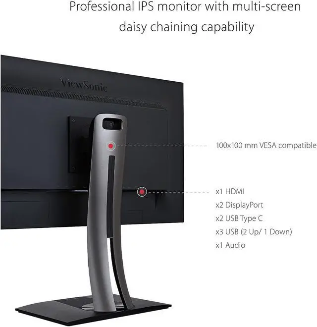 Alt view image 7 of 17 - ViewSonic VP2785-2K 27 Inch Premium IPS QHD 1440p Monitor with Advanced Ergonomics, ColorPro 99%A AdobeRGB Rec 709, 14-bit 3D LUT, Eye Care, 65W USB C, HDMI, DP for Home and Office