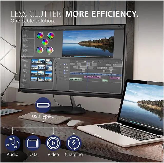 Alt view image 2 of 18 - ViewSonic VX2485-MHU 24 Inch 1080p Frameless IPS Monitor with USB 3.2 Type C and FreeSync for Home and Office