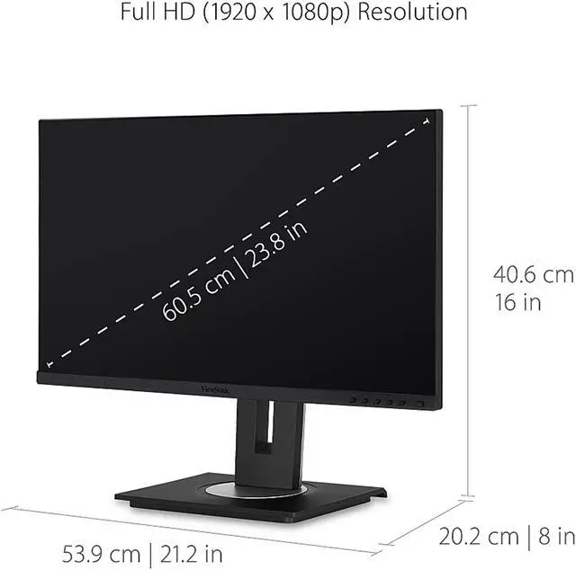 Alt view image 4 of 19 - ViewSonic VG2456 24 Inch 1080p Monitor with USB 3.2 Type C Docking Built-In Gigabit Ethernet and 40 Degree Tilt Ergonomics for Home and Office