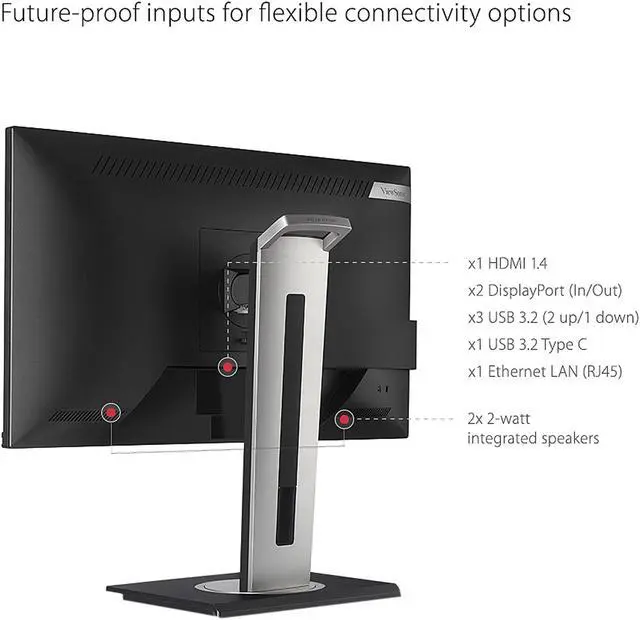 Alt view image 5 of 19 - ViewSonic VG2456 24 Inch 1080p Monitor with USB 3.2 Type C Docking Built-In Gigabit Ethernet and 40 Degree Tilt Ergonomics for Home and Office