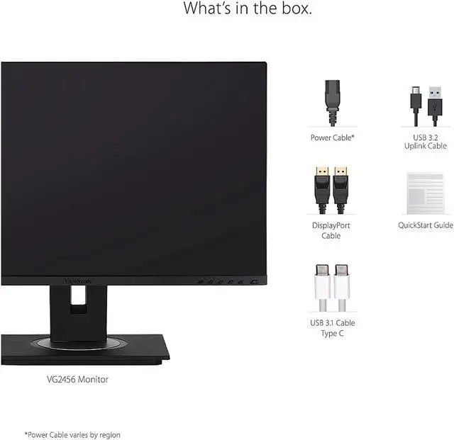 Alt view image 6 of 19 - ViewSonic VG2456 24 Inch 1080p Monitor with USB 3.2 Type C Docking Built-In Gigabit Ethernet and 40 Degree Tilt Ergonomics for Home and Office