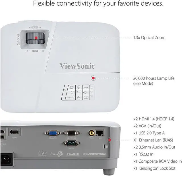 Alt view image 5 of 6 - ViewSonic PG707W 4000 Lumens WXGA Networkable DLP Projector with HDMI 1.3x Optical Zoom and Low Input Lag for Home and Corporate Settings