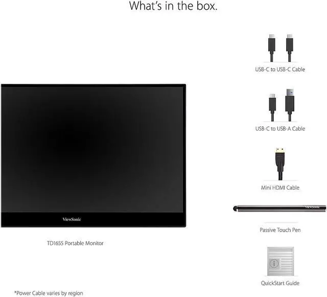 Alt view image 6 of 19 - ViewSonic TD1655 15.6 Inch 1080p Portable Monitor with IPS Touchscreen, 2 Way Powered 60W USB C, Eye Care, Dual Speakers, Frameless Design, Built in Stand with Cover
