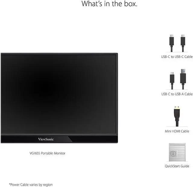 Alt view image 4 of 14 - ViewSonic VG1655 15.6 Inch 1080p Portable Monitor with 2 Way Powered 60W USB C, IPS, Eye Care, Dual Speakers, Frameless Design, Built in Stand with Cover