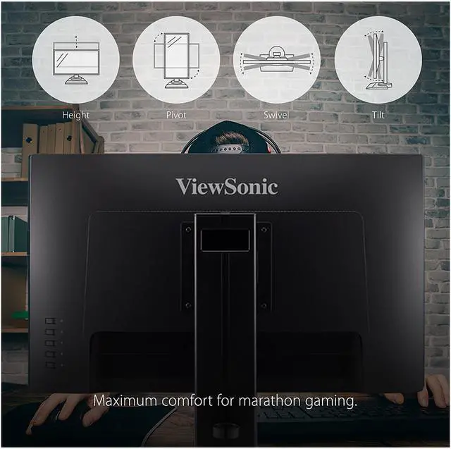Alt view image 3 of 13 - ViewSonic XG2405 24 Inch 1080p 1ms 144Hz Frameless IPS Gaming Monitor with FreeSync Premium Eye Care Advanced Ergonomics Mode HDMI and DP for Esports