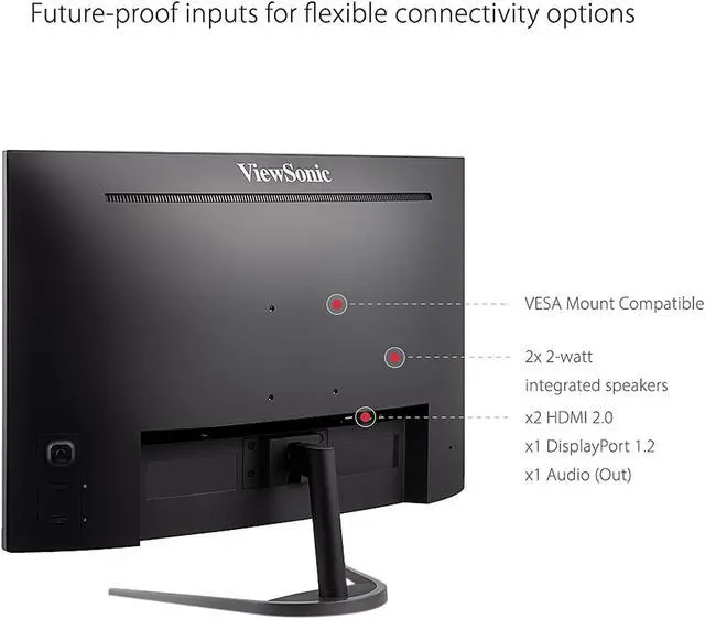 Alt view image 3 of 16 - ViewSonic VX3268-2KPC-MHD 32 Inch 1440p QHD Curved 144Hz 1ms Gaming Monitor with FreeSync Premium Eye Care HDMI and DP