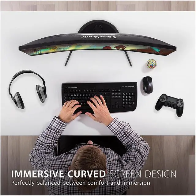 Alt view image 6 of 15 - ViewSonic VX2768-2KPC-MHD 27 Inch QHD 1440p Curved 144Hz 1ms Gaming Monitor with FreeSync Premium Eye Care HDMI and Display Port