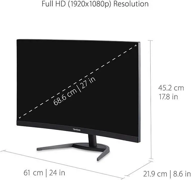 Alt view image 2 of 15 - ViewSonic VX2768-PC-MHD 27 Inch 1080p Curved 165Hz 1ms Gaming Monitor with FreeSync Premium Eye Care HDMI and Display Port