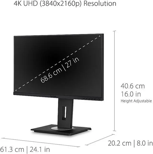 Alt view image 2 of 19 - ViewSonic VG2756-4K 27 Inch IPS 4K Docking Monitor with Integrated USB 3.2 Type-C RJ45 HDMI Display Port and 40 Degree Tilt Ergonomics for Home and Office
