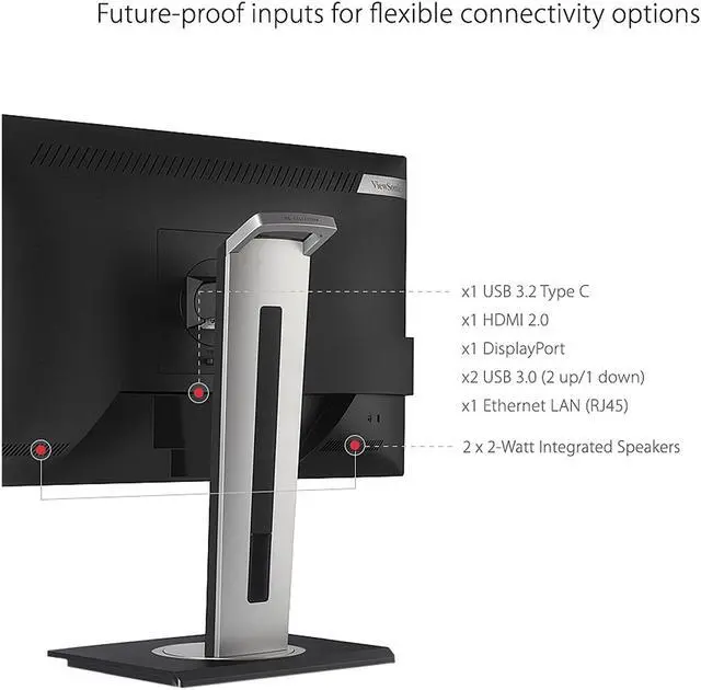 Alt view image 3 of 19 - ViewSonic VG2756-4K 27 Inch IPS 4K Docking Monitor with Integrated USB 3.2 Type-C RJ45 HDMI Display Port and 40 Degree Tilt Ergonomics for Home and Office