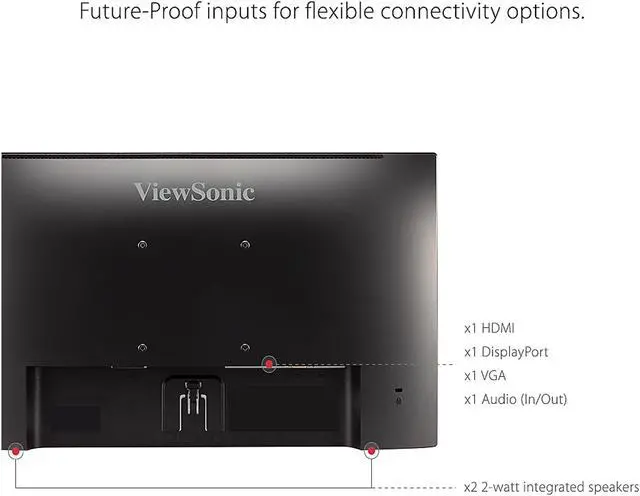 Alt view image 3 of 10 - ViewSonic VA2256-MHD_H2 22 Inch Frameless Dual Pack Head-Only 1080p IPS Monitors with HDMI DisplayPort and VGA for Home and Office