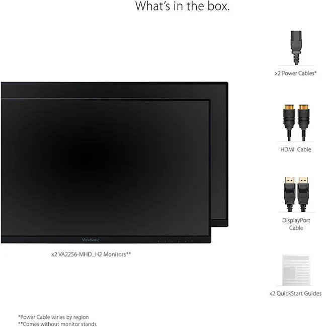 Alt view image 4 of 10 - ViewSonic VA2256-MHD_H2 22 Inch Frameless Dual Pack Head-Only 1080p IPS Monitors with HDMI DisplayPort and VGA for Home and Office