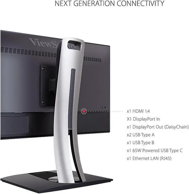 Alt view image 4 of 19 - ViewSonic VP2768a 27 Inch Premium IPS 1440p Monitor with Advanced Ergonomics, ColorPro 100% sRGB Rec 709, 14-bit 3D LUT, Eye Care, 90W USB C, RJ45, HDMI, Daisy Chain for Home and Office