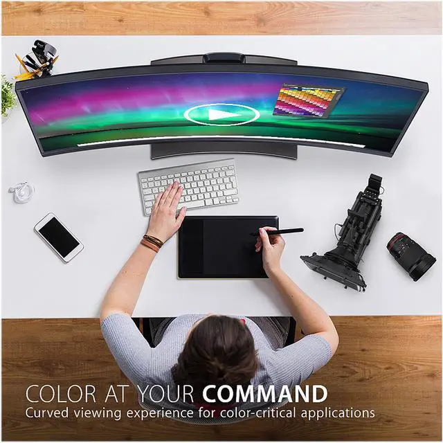 Alt view image 5 of 16 - ViewSonic VP3481a 34 Inch Premium WQHD+ Curved Ultrawide Monitor with FreeSync, 100Hz, ColorPro 100% sRGB Rec 709, 14-bit 3D LUT, Eye Care, 90W USB C, HDMI, DisplayPort for Home and Office