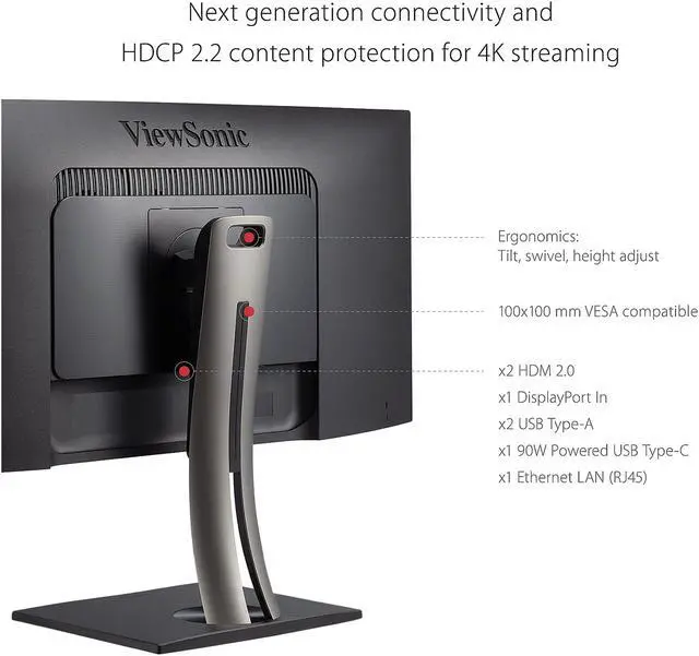 Alt view image 3 of 16 - ViewSonic VP3481a 34 Inch Premium WQHD+ Curved Ultrawide Monitor with FreeSync, 100Hz, ColorPro 100% sRGB Rec 709, 14-bit 3D LUT, Eye Care, 90W USB C, HDMI, DisplayPort for Home and Office