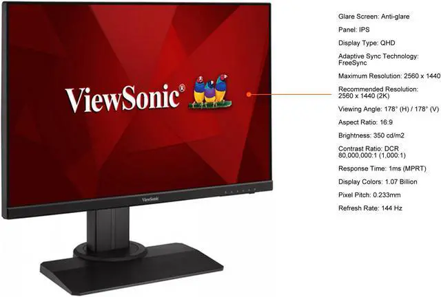 Alt view image 11 of 18 - ViewSonic XG2705-2K 27 Inch 1440p WQHD 1ms 144Hz Frameless IPS Gaming Monitor with FreeSync Premium Eye Care Advanced Ergonomics Mode HDMI and DP for Esports