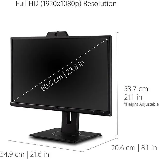 Alt view image 2 of 18 - ViewSonic VG2440V 24 Inch 1080p IPS Video Conferencing Monitor with Integrated 2MP Camera, Microphone, Speakers, Eye Care, Ergonomic Design, HDMI DisplayPort VGA Inputs for Home and Office