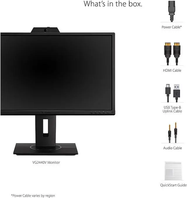 Alt view image 4 of 18 - ViewSonic VG2440V 24 Inch 1080p IPS Video Conferencing Monitor with Integrated 2MP Camera, Microphone, Speakers, Eye Care, Ergonomic Design, HDMI DisplayPort VGA Inputs for Home and Office