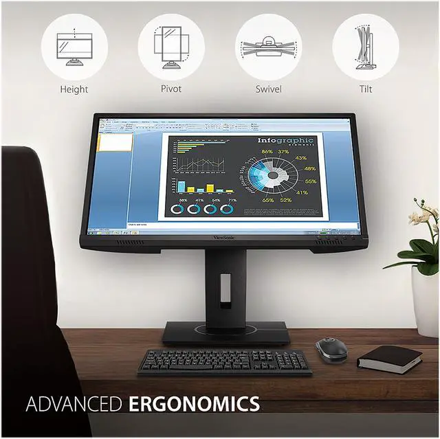Alt view image 5 of 12 - ViewSonic VG2440 24 Inch IPS 1080p Ergonomic Monitor with Integrate vDisplyManager HDMI DisplayPort VGA USB Inputs for Home and Office
