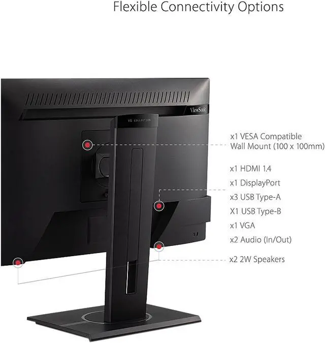 Alt view image 3 of 12 - ViewSonic VG2440 24 Inch IPS 1080p Ergonomic Monitor with Integrate vDisplyManager HDMI DisplayPort VGA USB Inputs for Home and Office