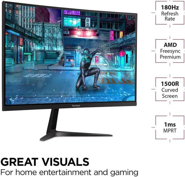 Alt view image 2 of 10 - ViewSonic VX2718-2KPC-MHD 27 Inch WQHD 1440p 180Hz 1ms Curved Gaming Monitor with Adaptive-Sync Eye Care HDMI and Display Port
