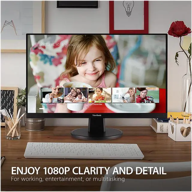 Alt view image 2 of 19 - ViewSonic VA2447-MH 24 Inch Full HD 1080p Monitor with Ultra-Thin Bezel, Adaptive Sync, 75Hz, Eye Care, and HDMI, VGA Inputs for Home and Office