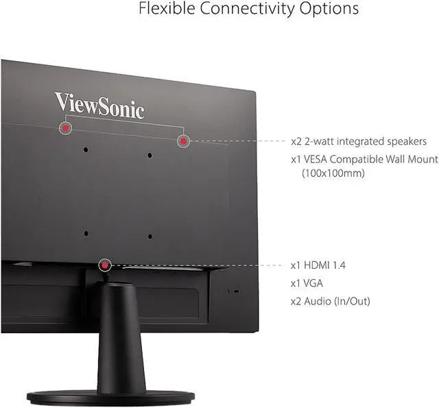 Alt view image 6 of 19 - ViewSonic VA2447-MH 24 Inch Full HD 1080p Monitor with Ultra-Thin Bezel, Adaptive Sync, 75Hz, Eye Care, and HDMI, VGA Inputs for Home and Office
