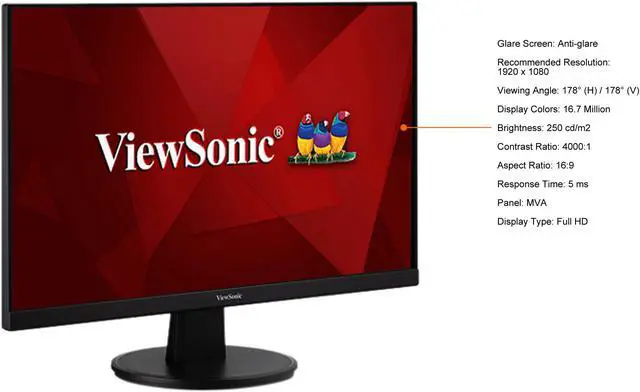 Alt view image 12 of 19 - ViewSonic VA2747-MH 27 Inch Full HD 1080p Monitor with Ultra-Thin Bezel, Adaptive Sync, 75Hz, Eye Care, and HDMI, VGA Inputs for Home and Office
