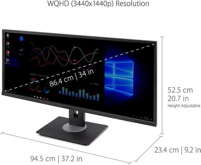 Alt view image 6 of 20 - ViewSonic VG3456 34 Inch 21:9 UltraWide WQHD 1440p Monitor with Ergonomics Design USB Type C Docking Built-In Gigabit Ethernet for Home and Office