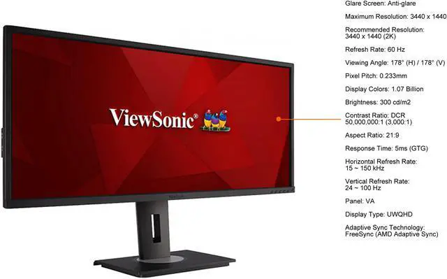 Alt view image 13 of 20 - ViewSonic VG3456 34 Inch 21:9 UltraWide WQHD 1440p Monitor with Ergonomics Design USB Type C Docking Built-In Gigabit Ethernet for Home and Office