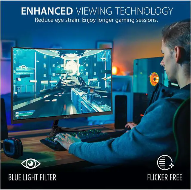 Alt view image 5 of 15 - ViewSonic VX2718-PC-MHD 27 Inch Full HD 1080p 165Hz 1ms Curved Gaming Monitor with Adaptive-Sync Eye Care Frameless HDMI and Display Port