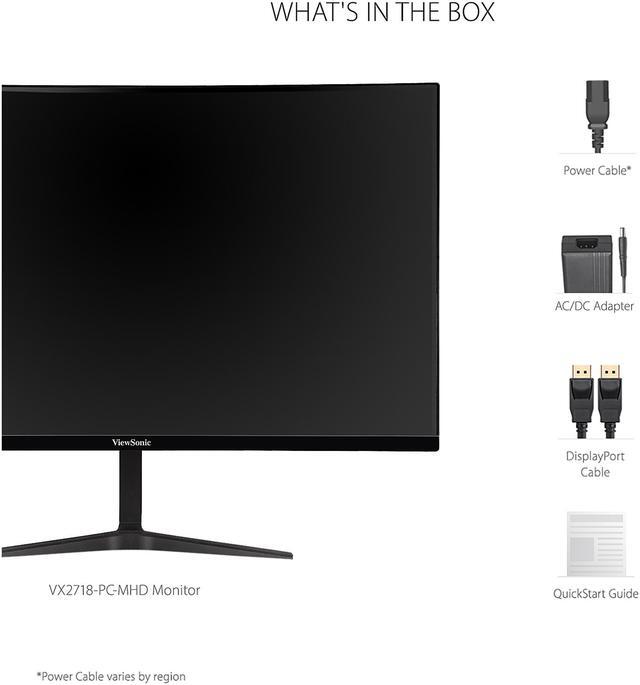 Alt view image 8 of 15 - ViewSonic VX2718-PC-MHD 27 Inch Full HD 1080p 165Hz 1ms Curved Gaming Monitor with Adaptive-Sync Eye Care Frameless HDMI and Display Port