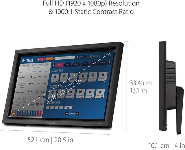 Alt view image 5 of 15 - ViewSonic TD2223 22 Inch 1080p 10-Point Multi IR Touch Screen with Eye Care HDMI, VGA, DVI and USB Hub