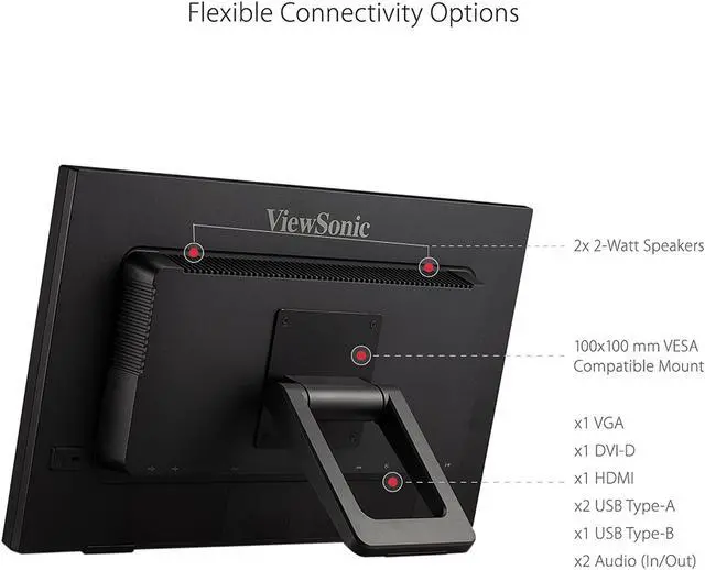 Alt view image 6 of 15 - ViewSonic TD2223 22 Inch 1080p 10-Point Multi IR Touch Screen with Eye Care HDMI, VGA, DVI and USB Hub