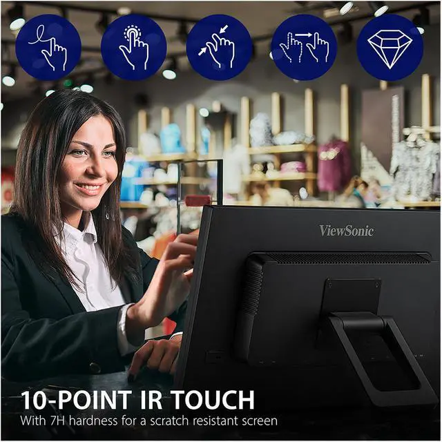 Alt view image 2 of 15 - ViewSonic TD2423d 24 Inch 1080p 75 Hz 10-Point Multi IR Touch Screen with Eye Care HDMI, VGA, USB Hub and DisplayPort
