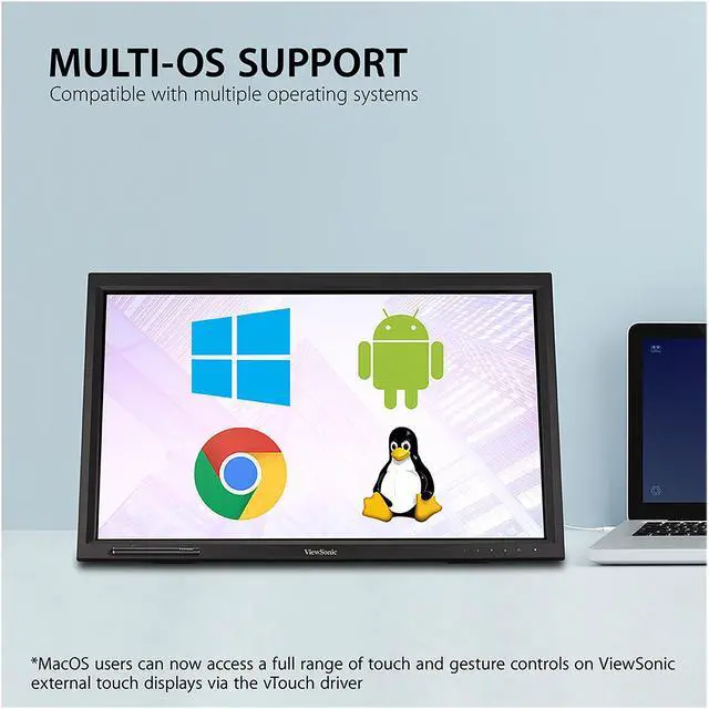 Alt view image 3 of 15 - ViewSonic TD2423d 24 Inch 1080p 75 Hz 10-Point Multi IR Touch Screen with Eye Care HDMI, VGA, USB Hub and DisplayPort