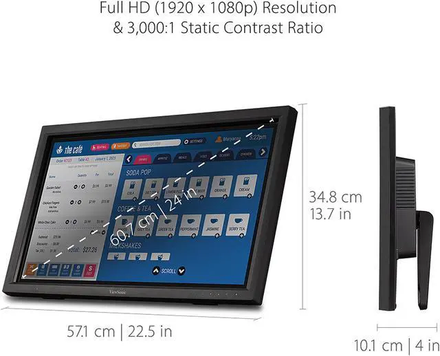 Alt view image 5 of 15 - ViewSonic TD2423d 24 Inch 1080p 75 Hz 10-Point Multi IR Touch Screen with Eye Care HDMI, VGA, USB Hub and DisplayPort