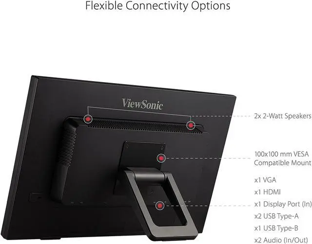 Alt view image 6 of 15 - ViewSonic TD2423d 24 Inch 1080p 75 Hz 10-Point Multi IR Touch Screen with Eye Care HDMI, VGA, USB Hub and DisplayPort